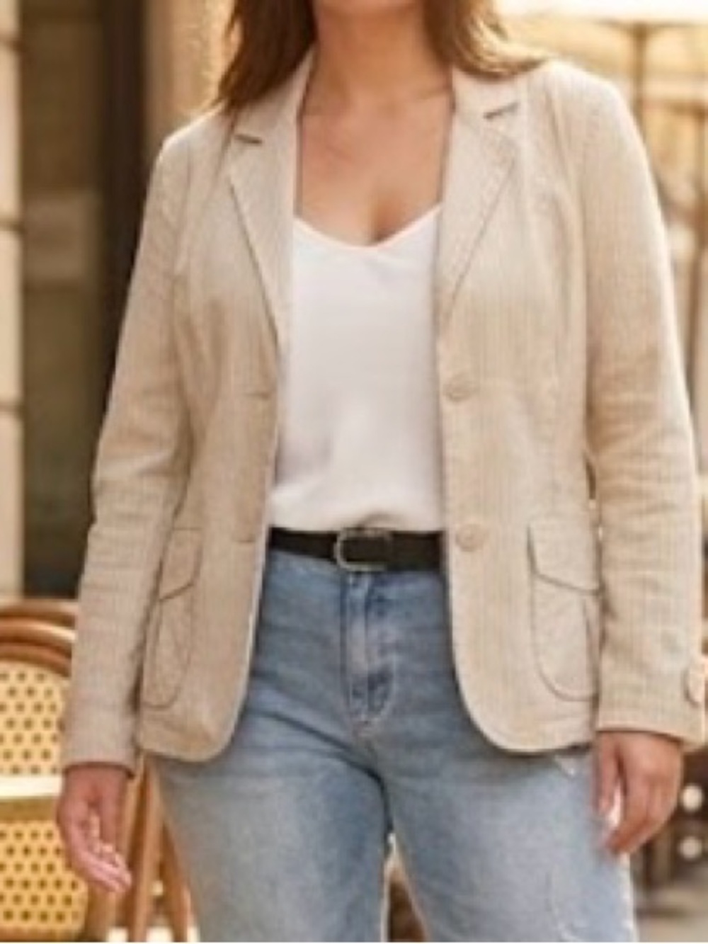 Women's Striped Button-Up Blazer Jacket